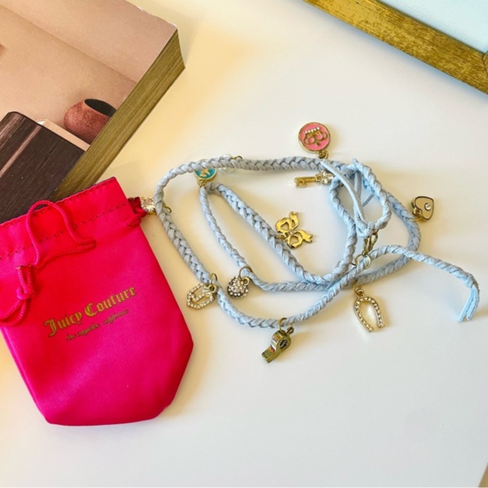 Vintage Juicy Couture braided suede‎ charm bracelet/necklace
